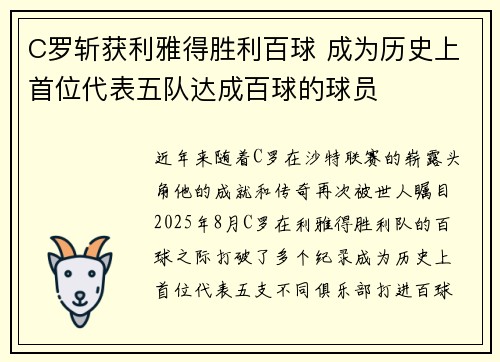 C罗斩获利雅得胜利百球 成为历史上首位代表五队达成百球的球员